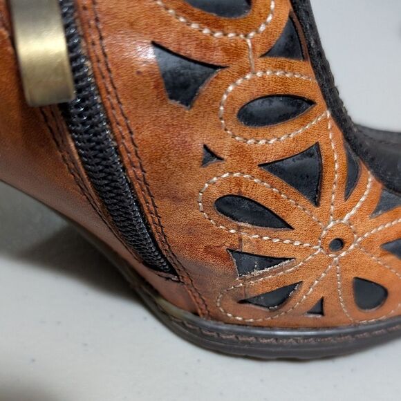 L’Artiste by Spring Step Arabella leather bootie stacked heel western size 37 - Picture 10 of 11